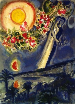  contemporary - Lovers in the sky of Nice contemporary Marc Chagall